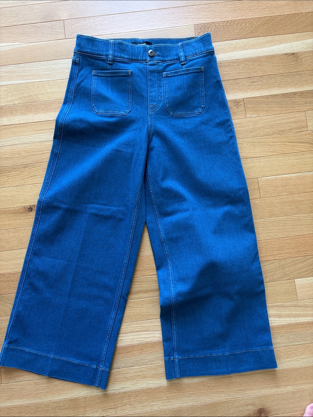 SPANX Blue Wide-Leg Cropped Jeans